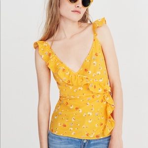 Madewell painted carnations silk wrap cami top